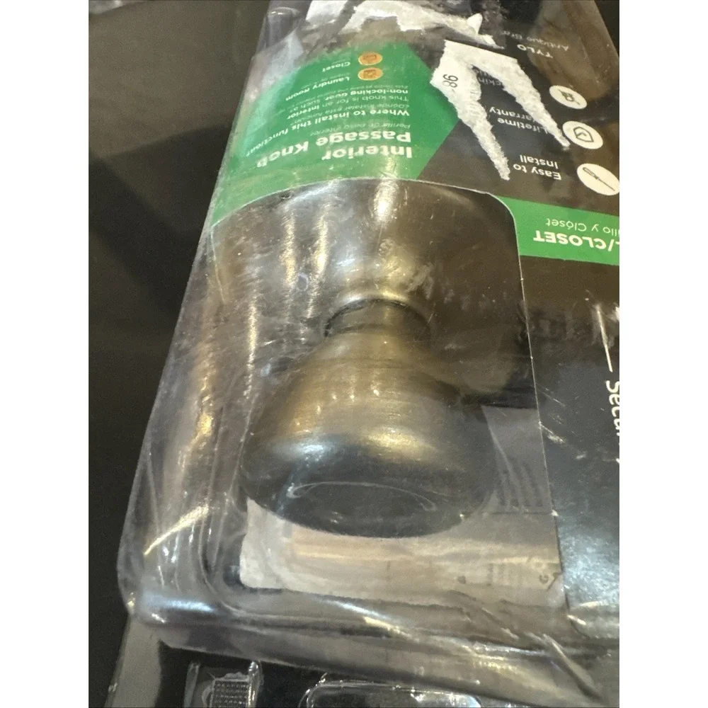 Kwikset Tylo Hall and Closet Passage Door Knob Round, Antique Brass 200t 5 cp v1